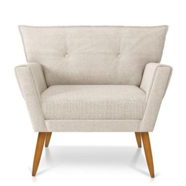 Imagem de Poltrona Anitta Linho Pés Palito Castanho Cor A27 Areia