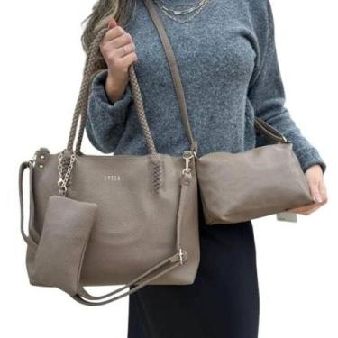 Imagem de Kit 3 Peças Bolsa Feminina Caqui Grande e Média + Necessarie - LYSSA