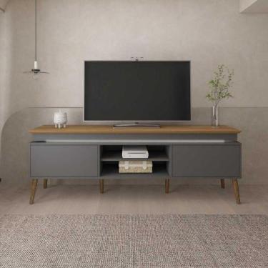 Imagem de Rack Grafite/carvalho Para Tvs De Até 75" Tampo C/ Bordas - ARTELY