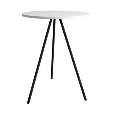 Imagem de Mesa Lateral Gabriela Preta Tampo De Madeira Branco - UP HOME