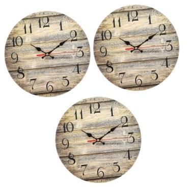 Imagem de 3 peças relógio de parede decoração de topo de mesa relógio digital doméstico decoração vintage relógio 3D decoração de quarto relógio mudo decoração rústica decoração contemporânea escritório número