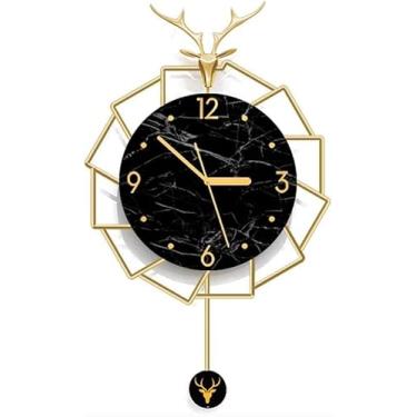 Imagem de EHVYBDX Relógio de parede decorativo com mostrador espelhado de mármore, decoração de sala de estar, relógio de parede, luz, luxo, moderno, grande relógio de parede, decoração para casa, quarto