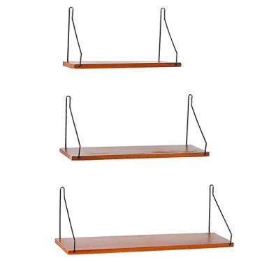 Imagem de Prateleiras flutuantes, prateleiras de armazenamento de madeira montadas na parede, conjunto de 3 prateleiras para sala de estar, quarto, cozinha, banheiro, escritório