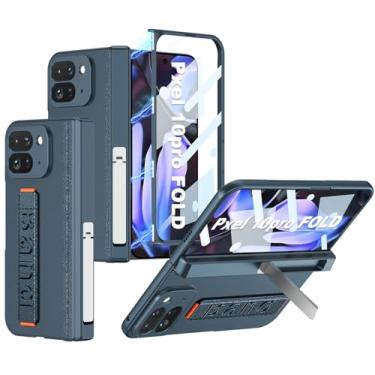 Imagem de Capa para Google Pixel 10 Pro Fold com alça de pulso e dobradiça magnética protetora e protetor de tela e suporte dobrável, capa protetora à prova de choque de policarbonato rígido para Google Pixel