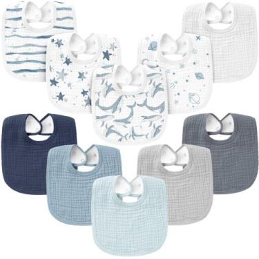 Imagem de Baby Bibs Konssy, pacote com 10 bandanas de musselina de algodão macio