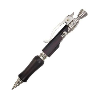 Imagem de Caneta esferográfica retrátil Dr. Metalleung de aço inoxidável resistente - Caneta esferográfica retrátil EDC tática com precisão CNC, clipe de bolso, recarregável (tinta preta G2) - perfeita para