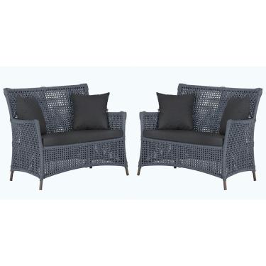 Imagem de 2 Sofás área Externa Igapó Alumínio Marrom Corda Náutica E11 Prata