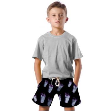 Imagem de Shorts Infantil Bermuda Calção Praia Verão Suco Arte Roxo 465 - SMOKE,