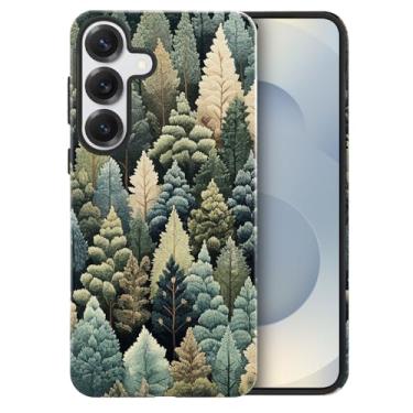 Imagem de heindiy Compatível com Samsung Galaxy S25, capa brilhante proteção completa à prova de choque anti-arranhões TPU capa, capas para homem mulher - Natal exuberante coníferas