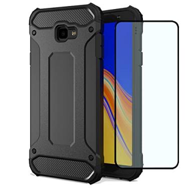 Imagem de HTXWXJC Capa de celular para Galaxy J4 Plus, capa para Samsung J4 Prime SM-J415F, película protetora de tela HD, camada dupla híbrida fina TPU + PC, à prova de choque, para Samsung Galaxy J4 Plus,