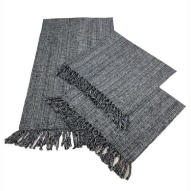 Imagem de Tapete de Cozinha, Passadeira Estilo com Franjas Kit Passadeira para Cozinha de Tear 3 Peças，Elegante e Refinado(Chumbo)