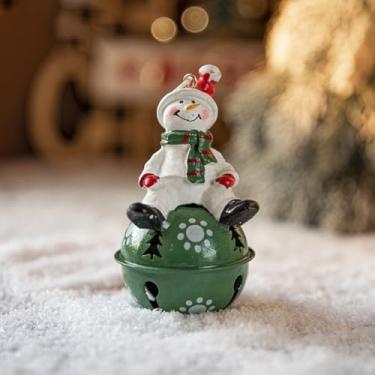Imagem de Enfeite de sino de Natal de metal com Papai Noel, boneco de neve, design de alce, 5 x 5 x 9 cm, decoração festiva para árvore de Natal, guirlanda, configuração de mesa de férias, acabamento colorido