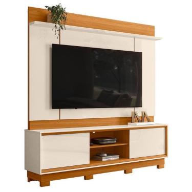 Imagem de Estante Home Theater Siena Cinamomo/off White Para Tv Até 75” Com Pés - Madetec Cinamomo/off White