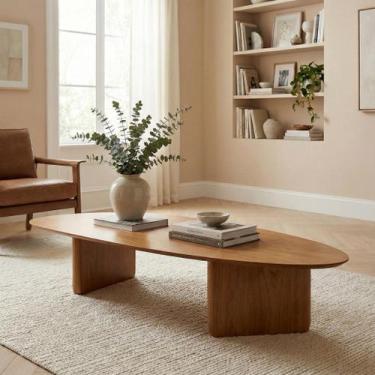 Imagem de Mesa de Centro Orgânica para Sala em Madeira Maciça 158cm De La Vie - 