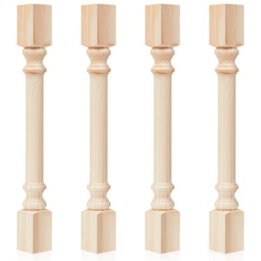 Imagem de Threehoney 4 peças de pernas de mesa de fazenda, pernas de mesa de jantar de pinheiro de 90 cm x 8 cm para móveis, móveis de madeira inacabados, banco de casa de jantar, café para bricolage