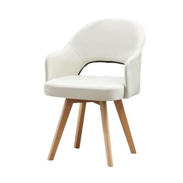 Imagem de HGTRH Cadeiras giratórias modernas, cadeiras de jantar de meados do século com apoio de braço e pernas de madeira maciça preta para casa, escritório, cozinha, D, 1 peça