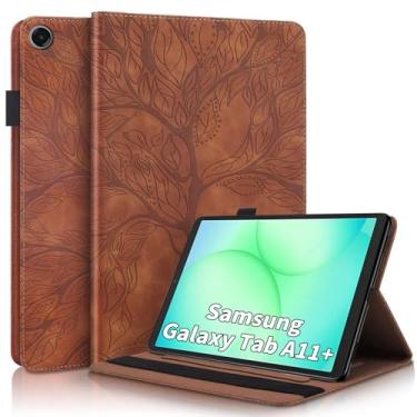 Imagem de TIPOYOROO Capa para Samsung Galaxy Tab A11 Plus 27.9 cm 2025 (SM-X310/SM-X315/SM-X236), capa flip para Samsung Galaxy Tab A11+ 5 g couro PU com faixa elástica e suporte para cartão - marrom