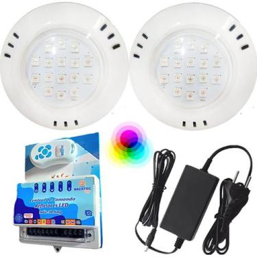 Imagem de Kit 2 Led 9w Abs RGB Brustec + Comando Smd Brustec + Fonte
