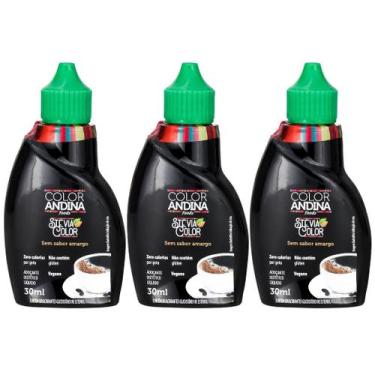 Imagem de Kit 3x Adoçante Stevia Líquido 100% Natural Color Andina 30ml