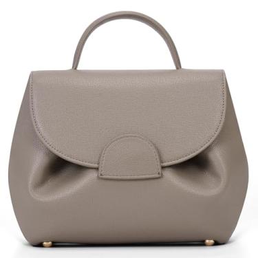 Imagem de Bolsa pequena com alça superior, bolsas transversais, bolsas femininas de luxo, mini bolsa de ombro de couro sintético, Cinza