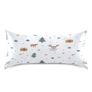Imagem de Blueangle Fronha de cetim de árvore de Natal para cabelo e pele, fronha de seda, tamanho king (50,8 x 101,6 cm) - Capas de almofada de cetim refrescantes com fecho de envelope (744)