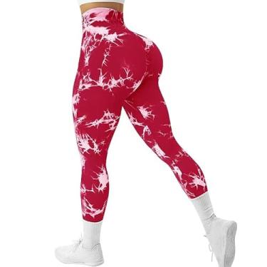 Imagem de tincolia Meia-calça feminina de ioga moderna tie dye, sem costura, alta elasticidade, controle de barriga, calça de corrida - 9-M