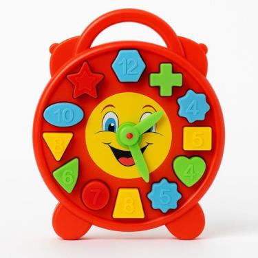 Imagem de Relógio Educativo Brinquedo Bebê De Encaixar Peça Geométrica - Divplas