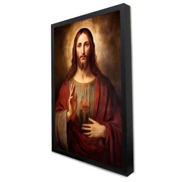 Imagem de Quadro Decorativo Jesus Cristo em Moldura Caixa - TaColado, 20 x 30cm