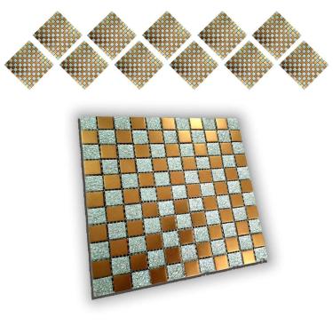 Imagem de Pastilha De Vidro Adesiva Kit 11 Uni Parede Cozinha Lavabo Banheiro Sala Facil Aplicacao Decorativa Moderna Requintado