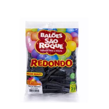 Imagem de Balão Liso Tam 11 Redondo 25 Un São Roque -, Preto