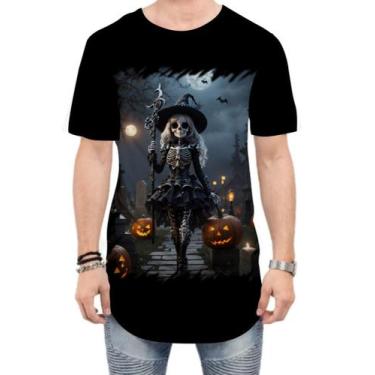 Imagem de Camiseta Longline Bruxa Caveira Halloween 13 - Kasubeck Store®, GG