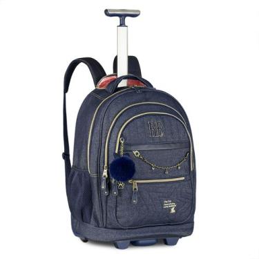 Imagem de Mochila De Rodinha Rebecca Bonbon Oficial Jeans Escolar, Azul jeans
