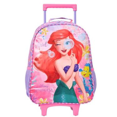 Imagem de Mochila Escolar Rodinha Sereia Ariel Princesa Disney - Xeryus
