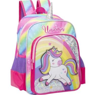 Imagem de Mochila Costas Média Yepp Unicórnio Desenho Reforçada, Rosa escuro