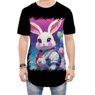 Imagem de Camiseta Longline Páscoa Coelhinha Traços Vaporwave 6 - Kasubeck Store