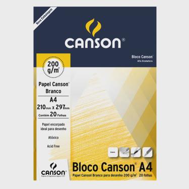 Imagem de Bloco Papel Canson Desenho Branco 200g A4 20 Folhas