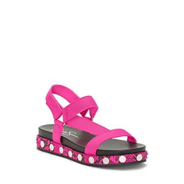 Imagem de Jessica Simpson Sandálias femininas casuais com motivo de animal Perie, Rosa neon, 7.5