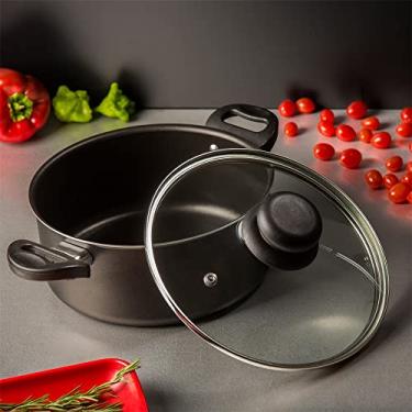 Imagem de Panela Caçarola Antiaderente nº20 com Tampa de Vidro Temperada (Cereja/Creme)