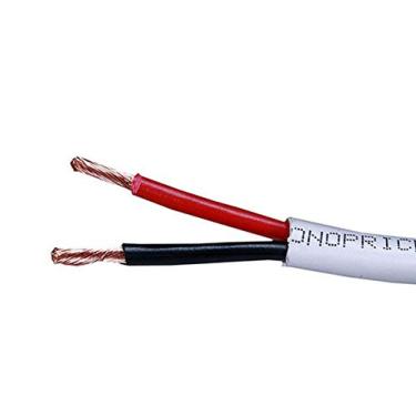 Imagem de Monoprice Fio de alto-falante de 2 condutores - classificação CL2, cobre puro puro 99,9% livre de oxigênio, 16AWG, 250 pés, branco - Série de acesso