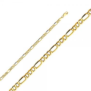 Imagem de Corrente de ouro 14K 4,4 mm Fígaro oco 3+1 - Comprimento: 19 cm, Phoebe dourado, não conhecido