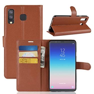 Imagem de Capa para Samsung Galaxy A9 Star, capa carteira flip de couro PU premium com compartimento para cartão, suporte e fecho magnético [capa interior à prova de choque de TPU] Compatível com Samsung Galaxy