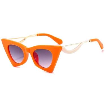 Imagem de Olho de gato feminino óculos de sol vintage metal colorido quadro óculos de sol feminino tons uv400 óculos, 3, um tamanho