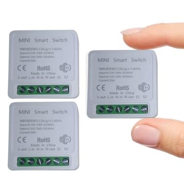 Imagem de YMgizmos Módulo Automação Inteligente 16A Mini Interruptor Inteligente WiFi para Automação Residencial, 2 Canais, Compatível com Alexa/Google Home (3PCS)
