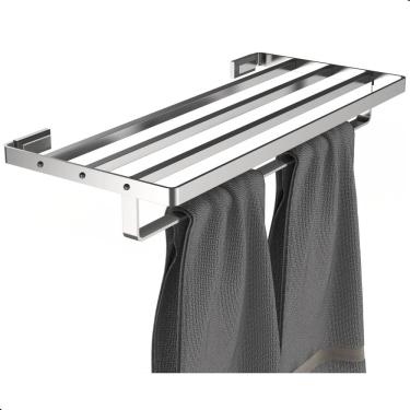 Imagem de Porta Toalhas de Banho Inox Duplo Toalheiro Hotel Em-pire