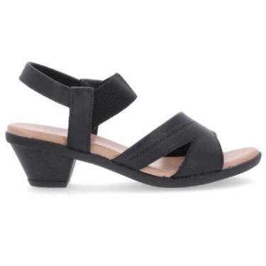 Imagem de Sandália Usaflex Salto Bloco em Couro com Ajuste Elástico-Feminino