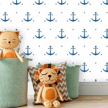 Imagem de Papel De Parede Infantil Baby Adesivo Ancora Azul 3M