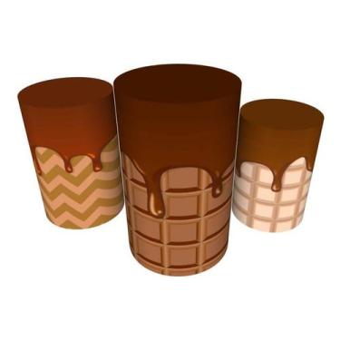 Imagem de Trio Capas De Cilindro C/ Elástico Candy Land Doces - Fadrix