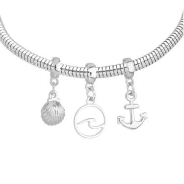 Imagem de Pulseira Praia Mar Berloque Banhado a Prata 925 - Work Semijoias