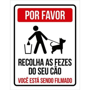 Imagem de Kit 3 Placas Por Favor Recolha As Fezes Do Seu Cão Filmado - Sinalizo