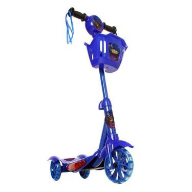 Imagem de Brinquedo Infantil Patinete Scooter 3 Rodas Com Cesta Luz E Som Azul L